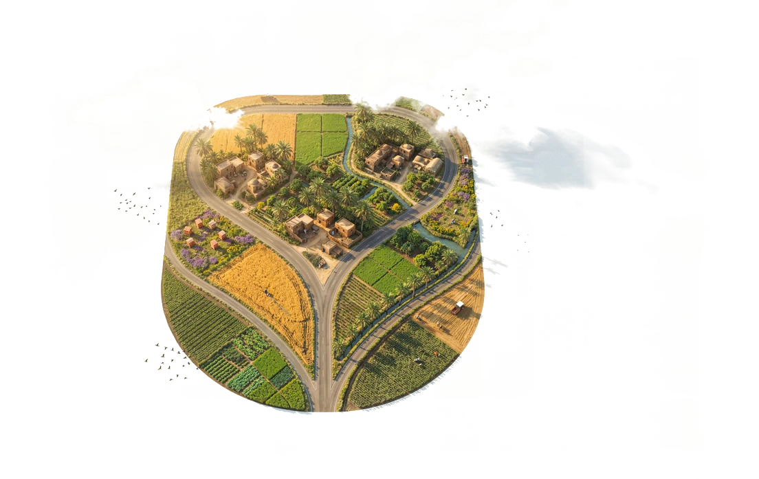 Aerial view of a Judhur source farm